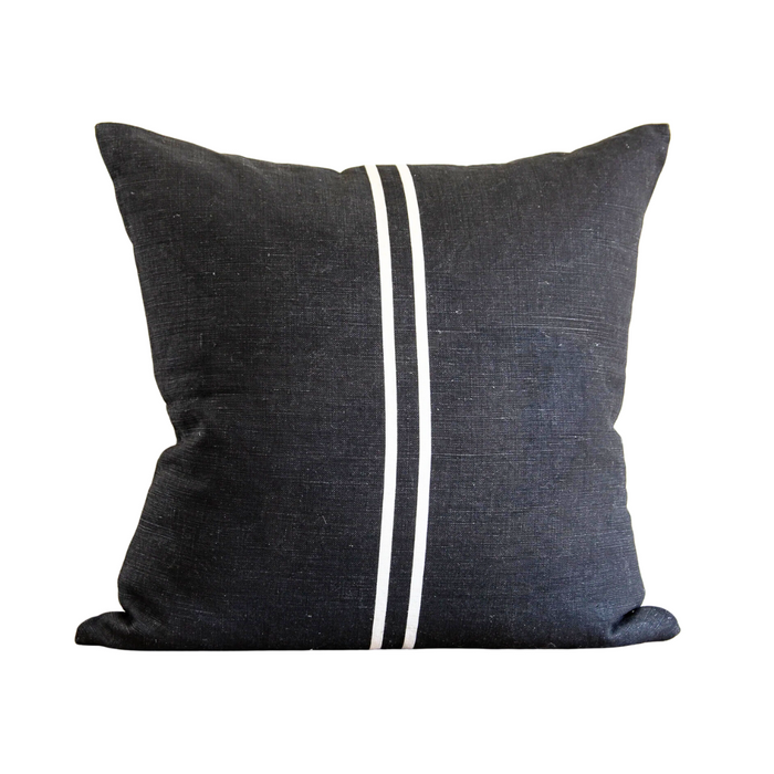 Two Stripe Dark Pillow - Charcoal, 20" x 20"