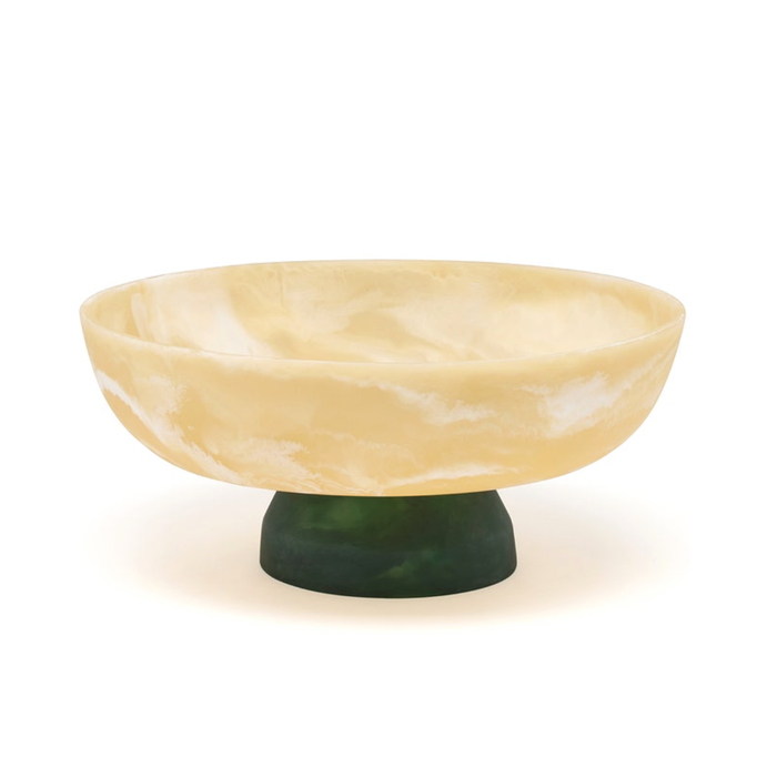 Benno Fruit Bowl - Ivory/Hunter Green, 13"Dia