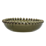 Terra-Cotta Bowl w/Hobnail Edge - Green Glaze, 16.5"Dia