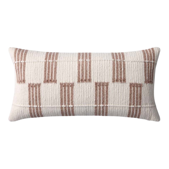 PLL0136 Brown/Ivory Lumbar Pillow, 12" x 27"