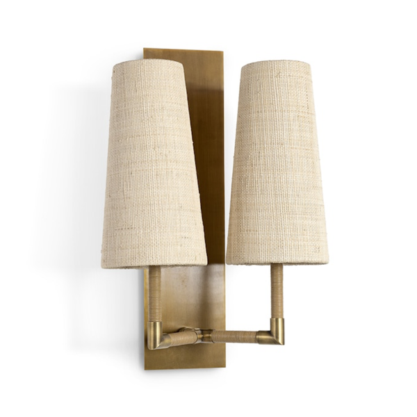 Irving Double Sconce, Antique brass