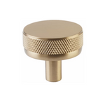 Conical Knurled Cabinet Knob 1-1/4", Satin Brass