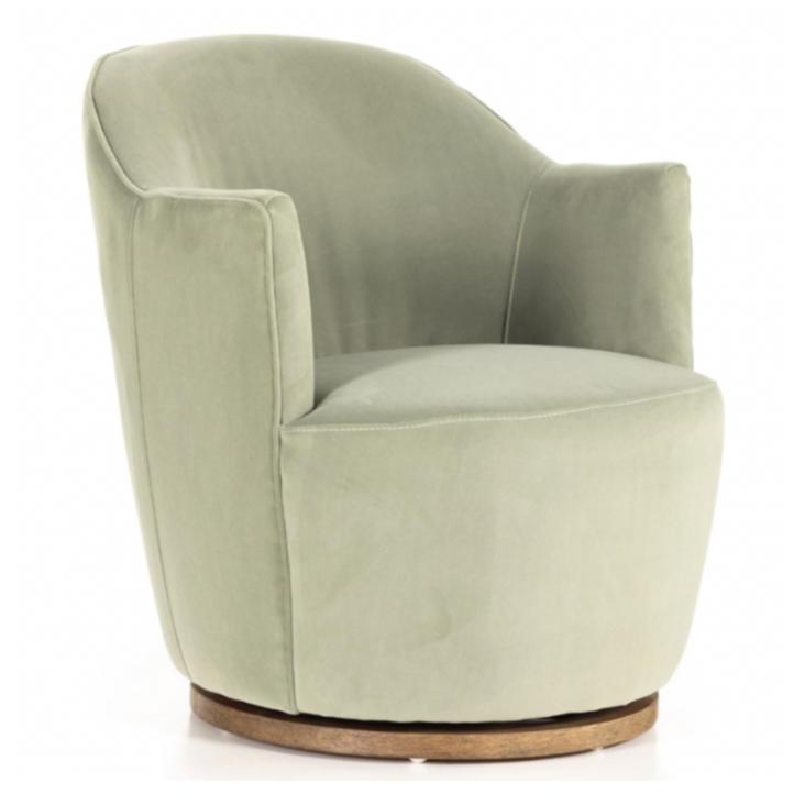 Aurora Swivel Chair, Modern Velvet Willow