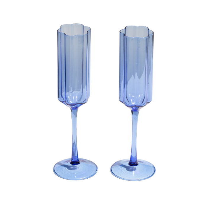 Wave Flute Set of 2, Blue