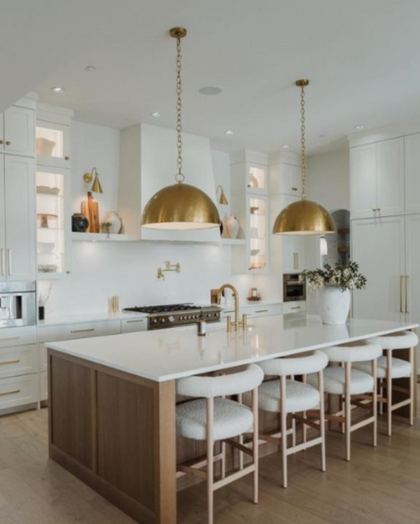 Whare Large Pendant, Burnished Brass