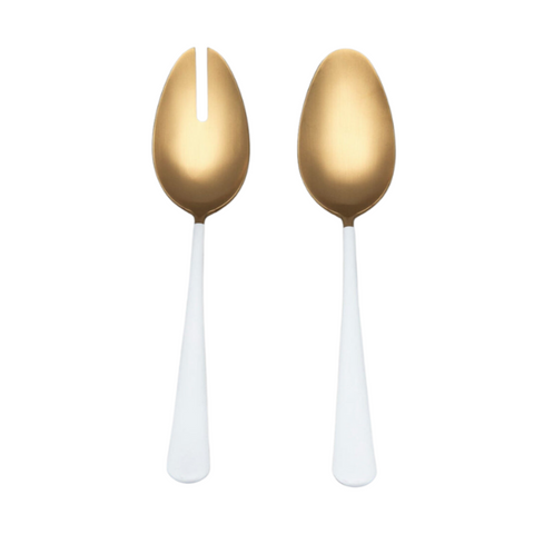 Gold & White Serving Spoon, Set of 2