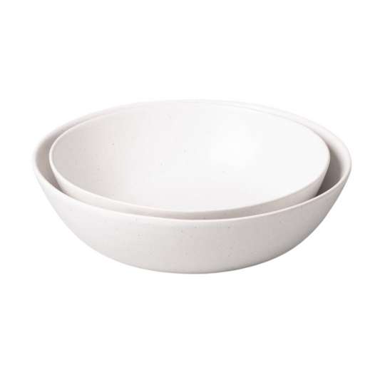 Speckled White Low Serving Bowls, Set of 2