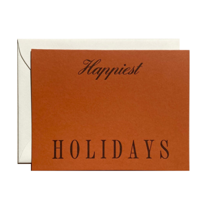 'Happiest Holidays' Greeting Card, Rust
