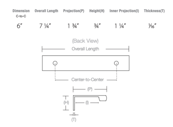 Contemporary 7-1/4" Cabinet Edge Pull, Flat Black, Sold Individually