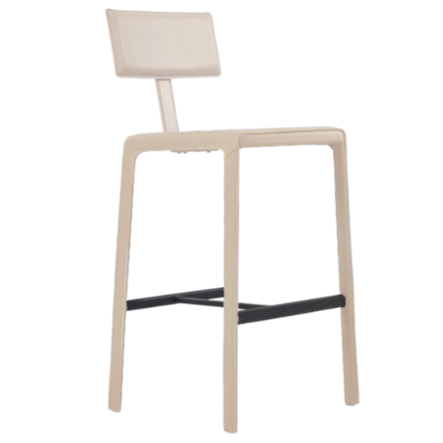 Cato Top Grain Leather Bar Stool, Sand