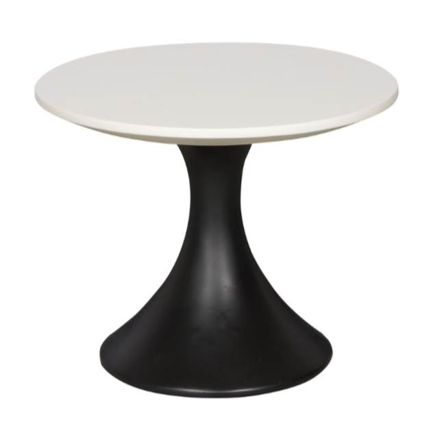 Chadwick Outdoor Round End Table, Stone White Top/Cinder Base