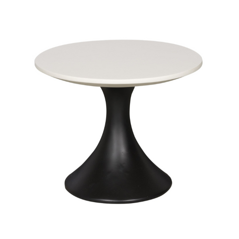 Chadwick Outdoor Round End Table, Stone White Top/Cinder Base