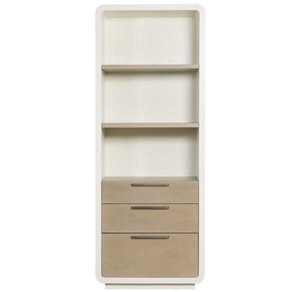 Cove Etagere, Cerused Taupe Oak / Pure White  Maple, 32"W x 18"D x 84"H