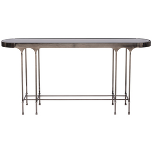 Calliope Console, Polished Cocoa Metal / Bronze Glass, 62"W x 14"D x 30"H