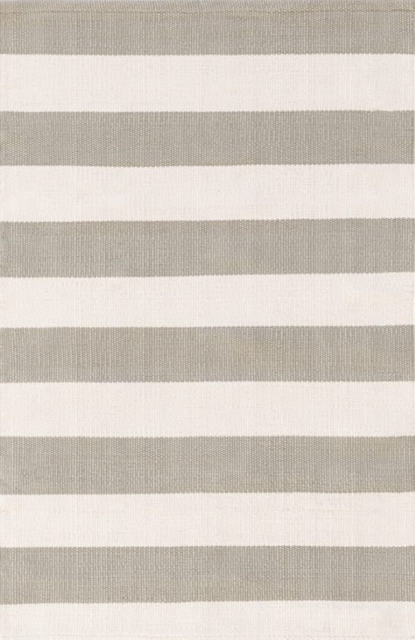 Catamaran Stripe Handwoven Indoor/Outdoor Rug, Platinum/Ivory
