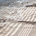 Catamaran Stripe Handwoven Indoor/Outdoor Rug, Platinum/Ivory