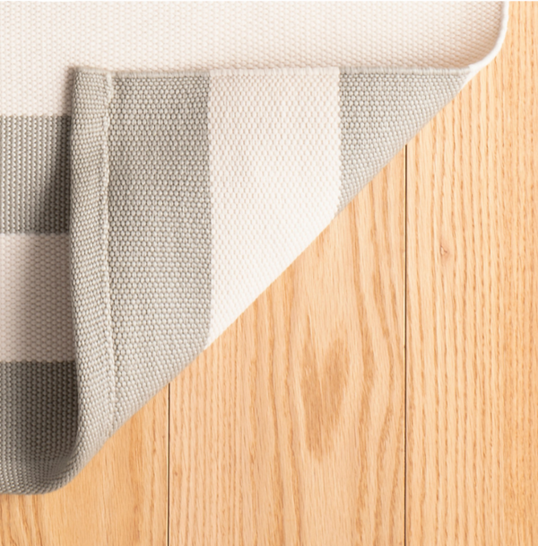 Catamaran Stripe Handwoven Indoor/Outdoor Rug, Platinum/Ivory