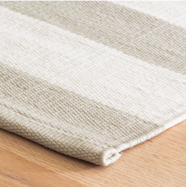 Catamaran Stripe Handwoven Indoor/Outdoor Rug, Platinum/Ivory