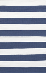 Catamaran Stripe Handwoven Indoor/Outdoor Rug, Denim/White