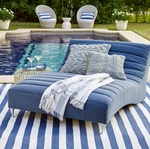 Catamaran Stripe Handwoven Indoor/Outdoor Rug, Denim/White