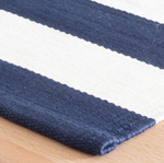 Catamaran Stripe Handwoven Indoor/Outdoor Rug, Denim/White