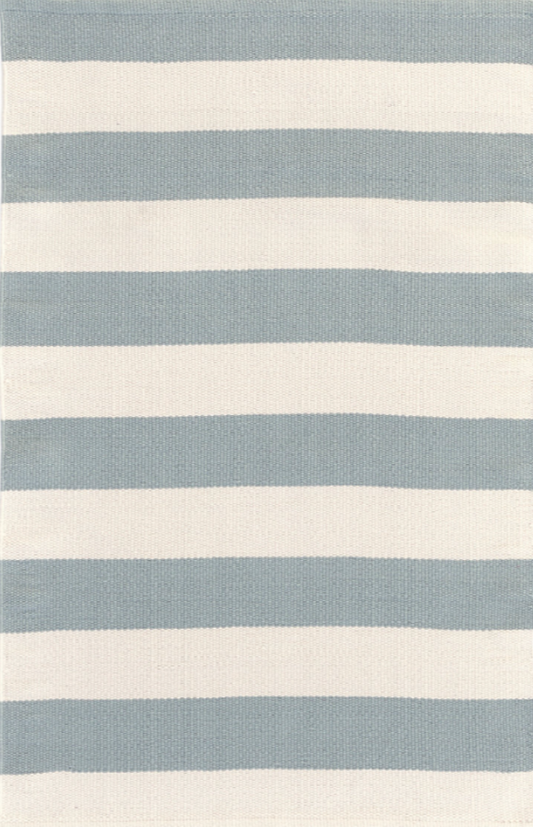 Catamaran Stripe Handwoven Indoor/Outdoor Rug, Light Blue/Ivory
