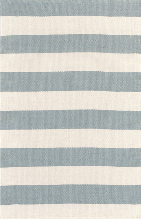 Catamaran Stripe Handwoven Indoor/Outdoor Rug, Light Blue/Ivory