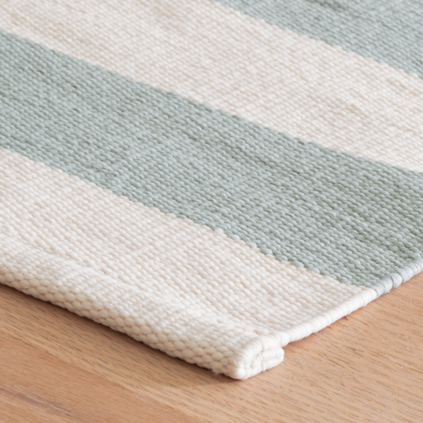 Catamaran Stripe Handwoven Indoor/Outdoor Rug, Light Blue/Ivory