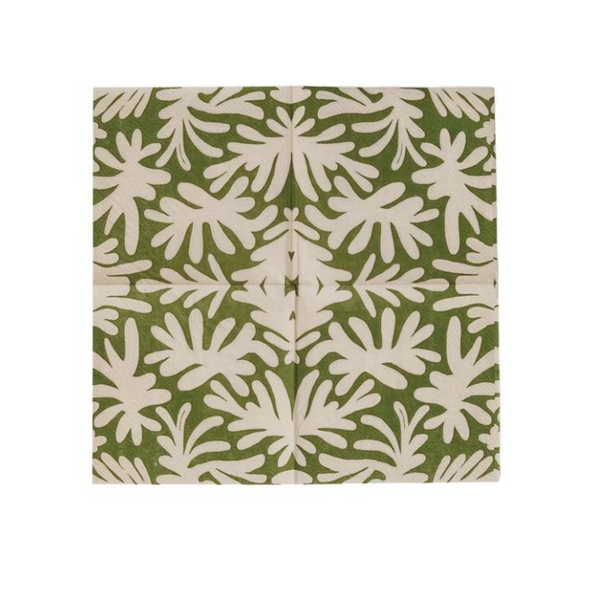 Paper Cocktail Napkins w/ Abstract Leaf Design, 50pk