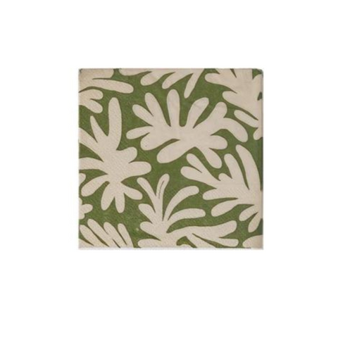 Paper Cocktail Napkins w/ Abstract Leaf Design, 50pk
