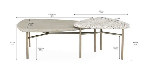 Cotiere Bunching Cocktail Small Table, 42"W x 30"D x 17"H