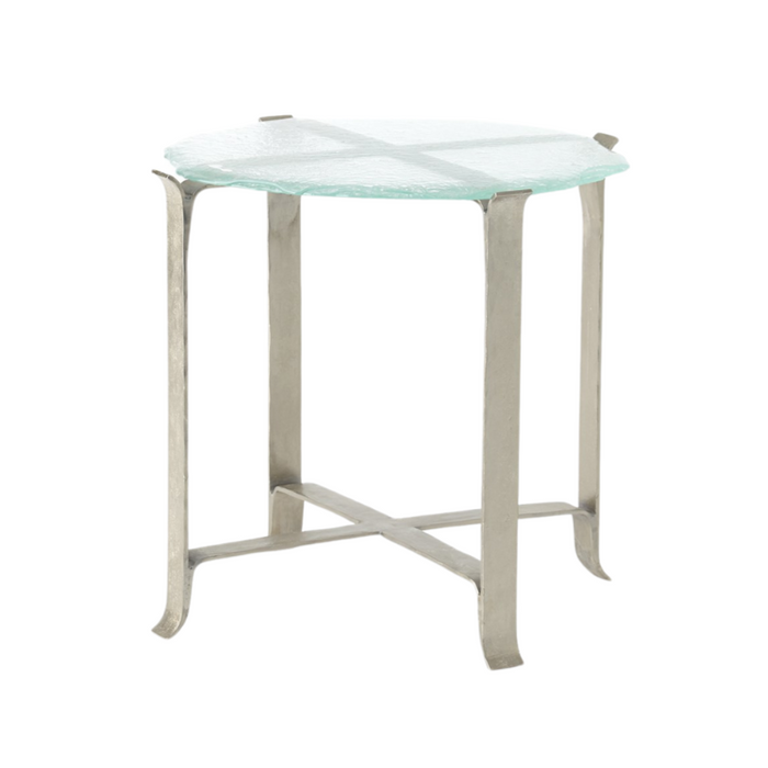 Melting Glass Side Table, Nickel, 24"H x 26.25"Dia
