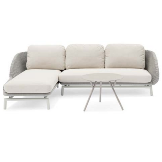 Scoop Left Chaise Sofa, Light Grey Aluminum