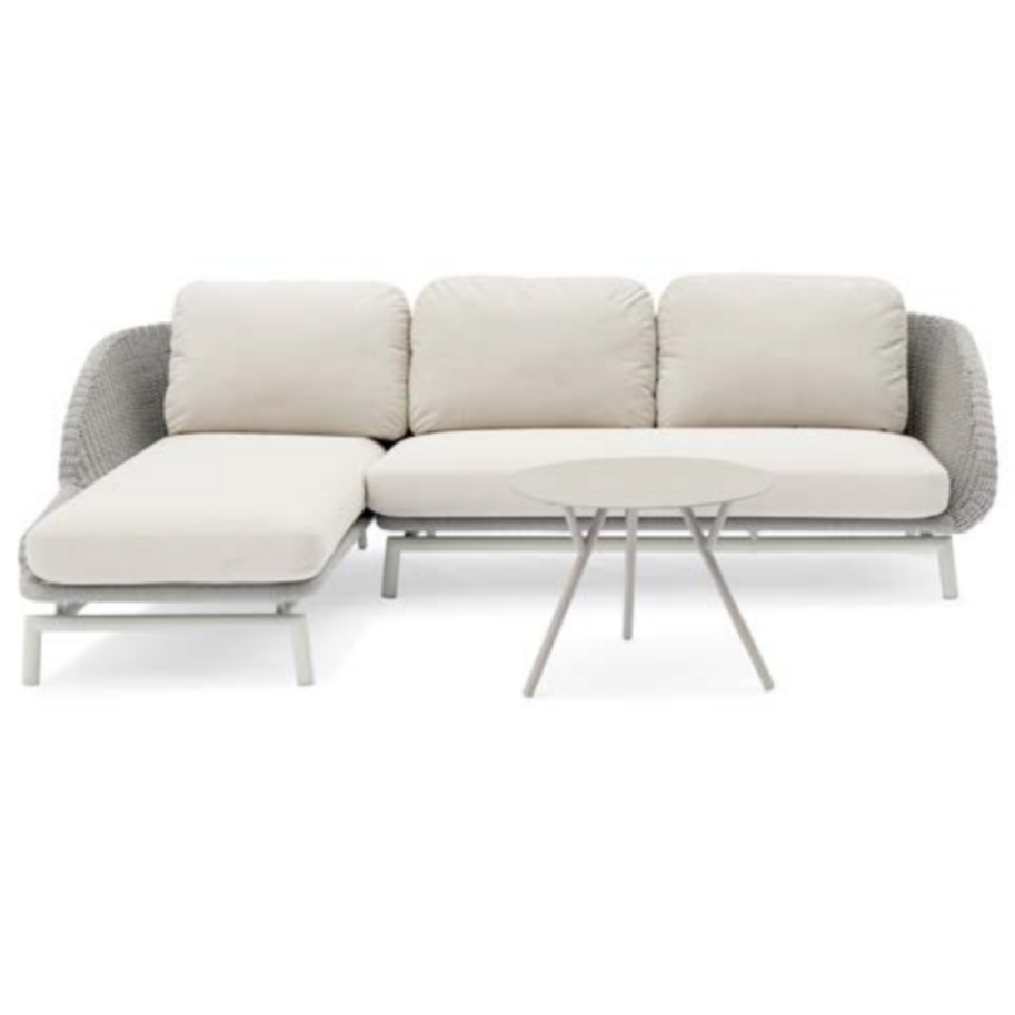 Scoop Left Chaise Sofa, Light Grey Aluminum