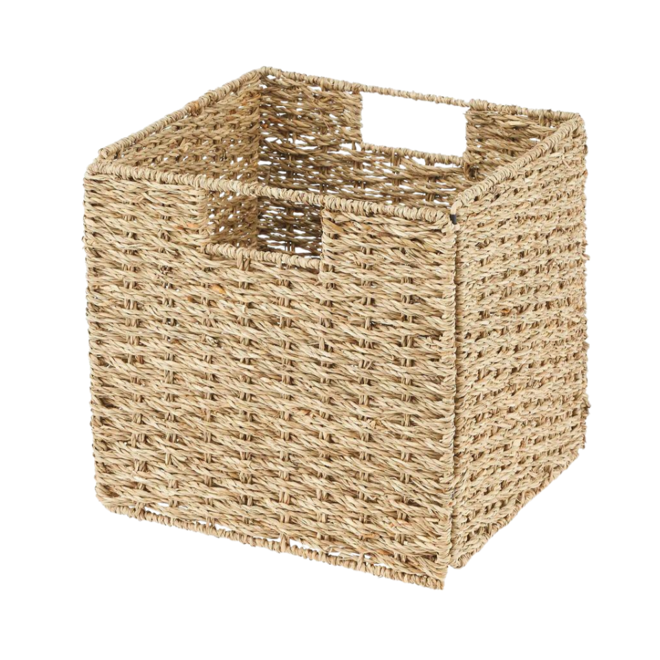 Seagrass Pantry Folding Cube, 10.5"H x 10.5"W x 10.5"D