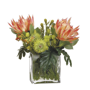 Protea/Leucospermum/Berry in Vase, Orange, 20" x 14"