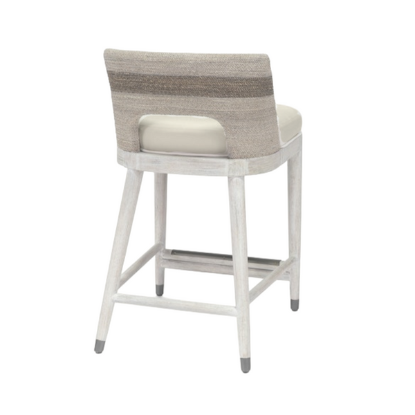 Fritz Rope 24" Counter Stool, Fog White/Cream White Leather