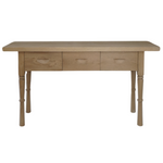 Solid Oak, French Console, Light Oak , 3 Drawers, 60"W x 18" D x 33" H