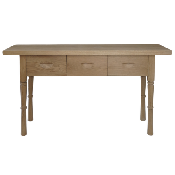 Solid Oak, French Console, Light Oak , 3 Drawers, 60"W x 18" D x 33" H