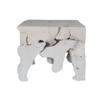 Teak Root Side Table, White