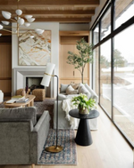 Clarkson Floor Lamp, Black and Brass