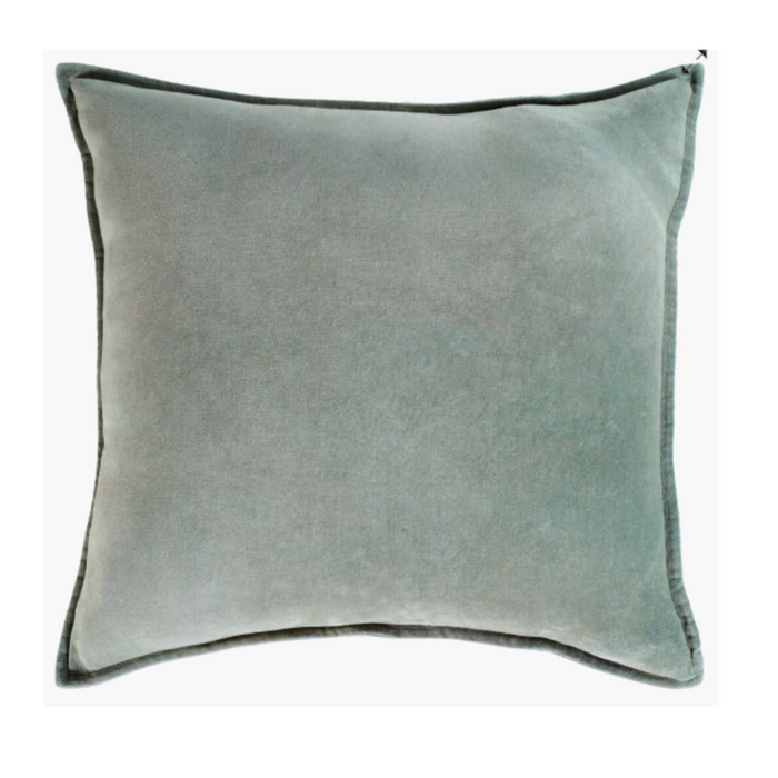 Cotton Velvet Pillow, Teal, 18" x 18"