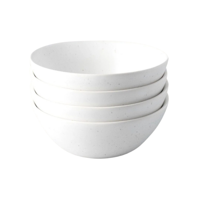 Speckled White Breakfast Bowls, Set of 4