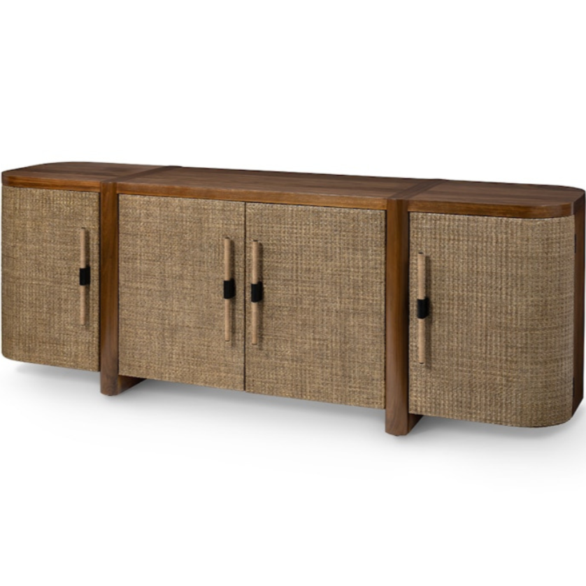 Zoey Walnut Sideboard, 86"W x 22"D x 31.25"H