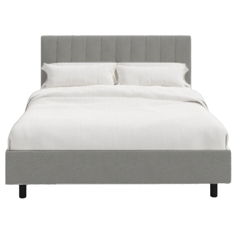 Wesley King Platform Bed - Grey Linen