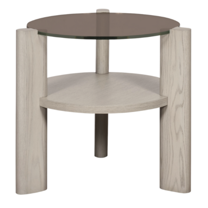 Wolcott End Table, Stone/Smoked Glass