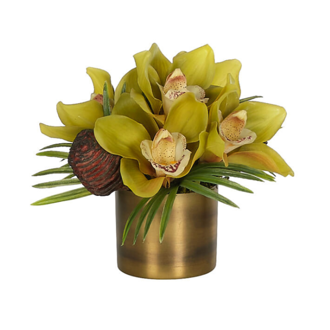 Orchid Cymbidium Faux Arrangement, 7"