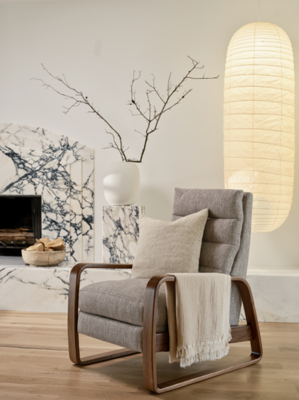 Elton Manual Recliner Chair, Iris Fossil Performance Fabric/Walnut