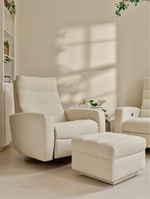 Lanier Leather Comfort Air Chair & Ottoman, Bison White/Walnut, 2 Sizes