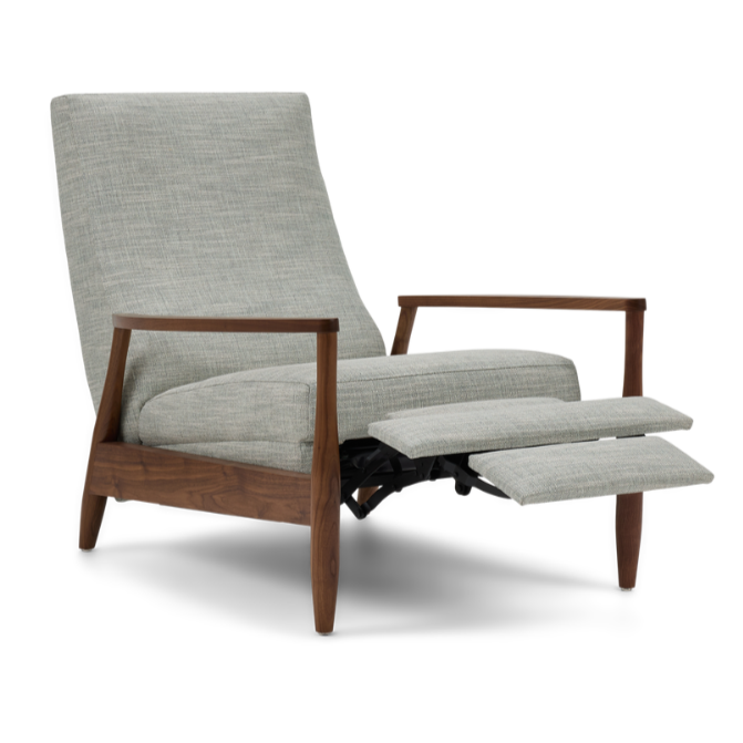 Aston Manual Recliner Chair, Sonata Grey Performance Fabric/Walnut